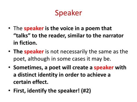 speaker poetry definition How does the speaker in a poem convey their emotions and experiences to the reader?